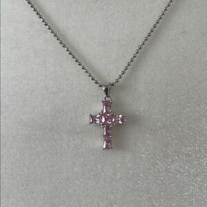 Lia Sophia Pink Cross Pendant Necklace